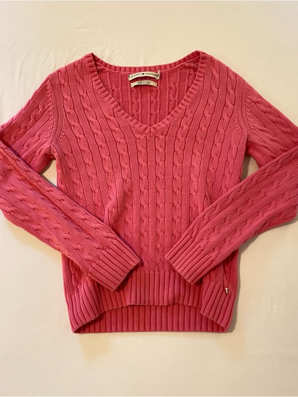Tommy Hilfiger Cable Knit V Neck Sweater